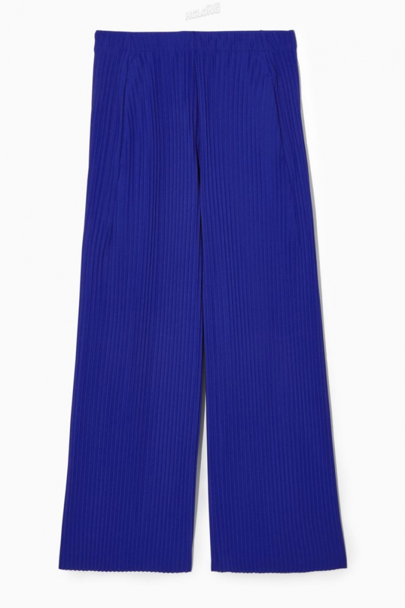 Black COS Pleated Elasticated Trousers | KE95-J8VM