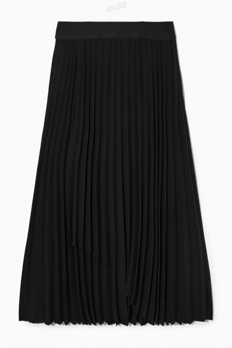 Black COS Pleated Maxi Skirt | YR12-L7HB