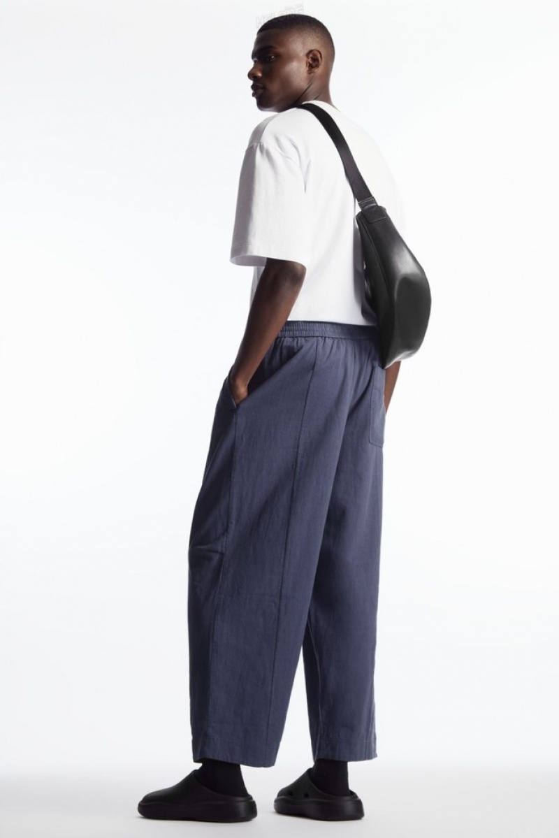 Black COS Pleated Wide-Leg Chambray Pants | NV12-I2OW