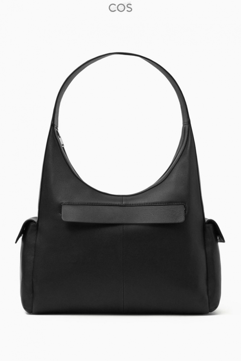 Black COS Pocket Shoulder Bag - Leather | VI82-O4PH