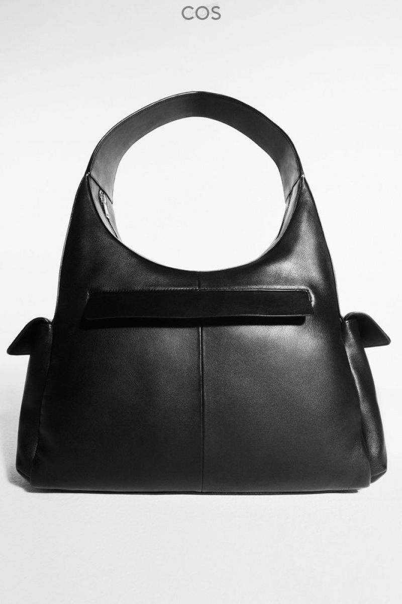 Black COS Pocket Shoulder Bag - Leather | VI82-O4PH