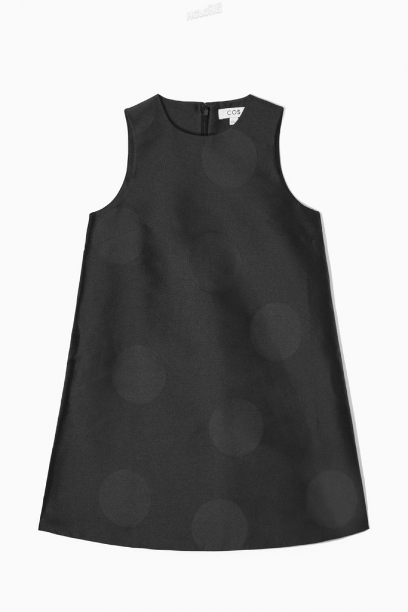 Black COS Polka-Dot A-Line Mini Dress | FI87-X0YI