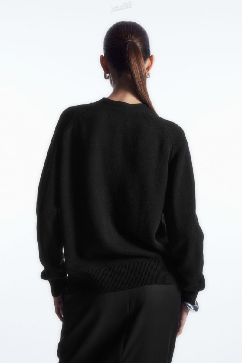 Black COS Pure Cashmere Cardigan | PH71-I5AR