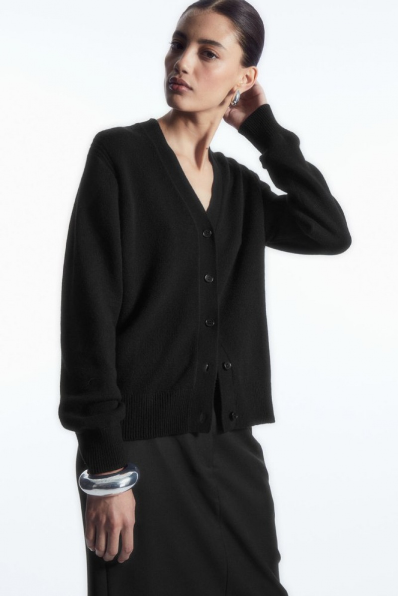 Black COS Pure Cashmere Cardigan | PH71-I5AR