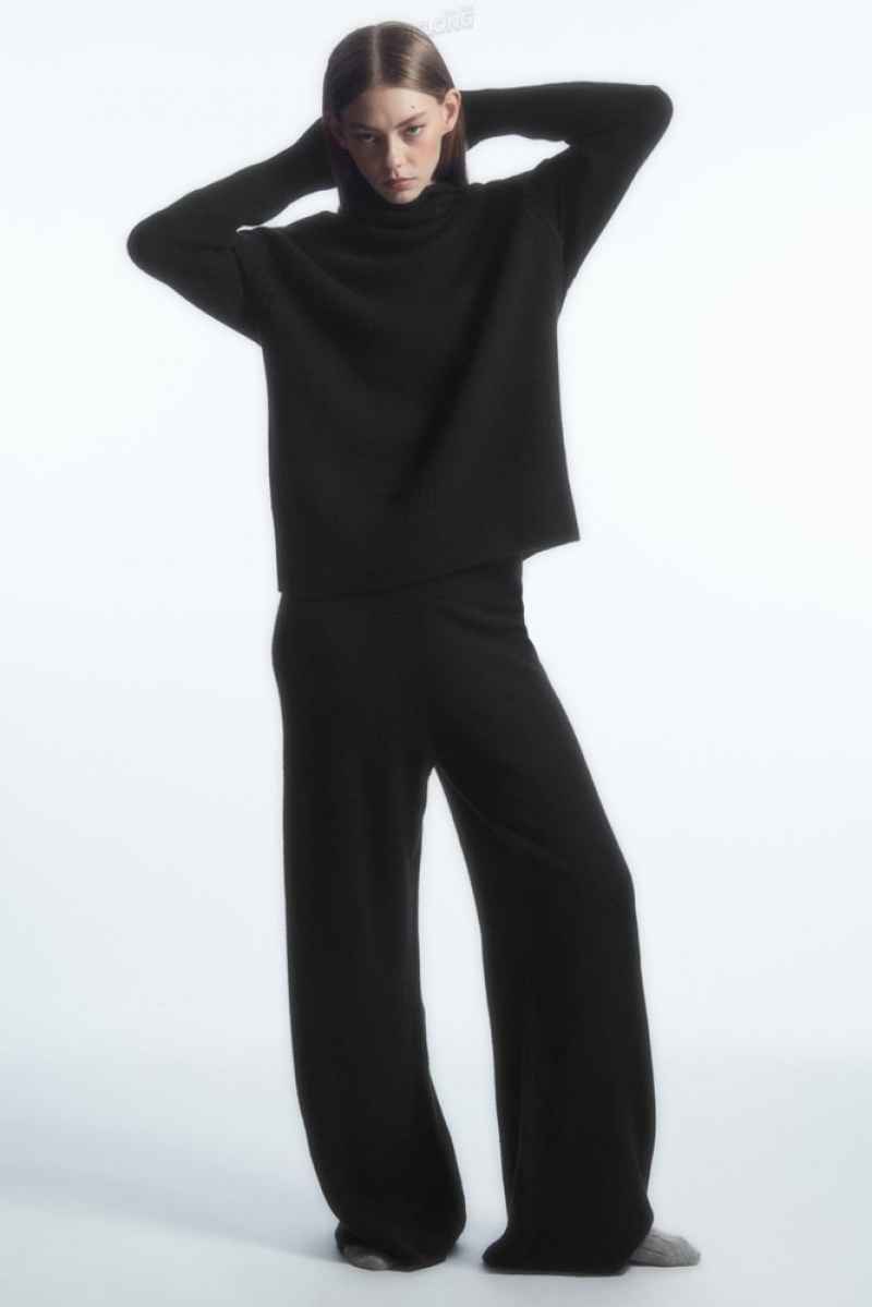 Black COS Pure Cashmere Turtleneck Jumper | XQ61-J4FQ