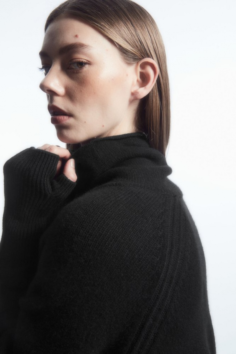 Black COS Pure Cashmere Turtleneck Jumper | XQ61-J4FQ