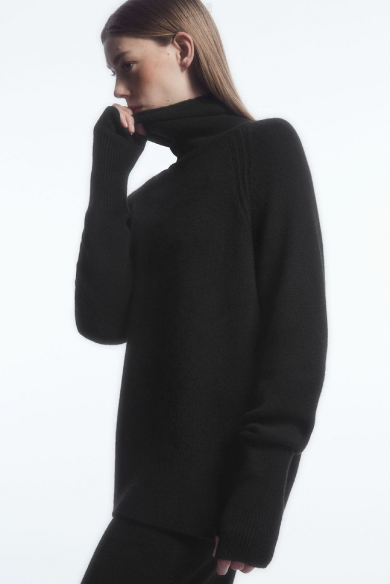 Black COS Pure Cashmere Turtleneck Jumper | XQ61-J4FQ