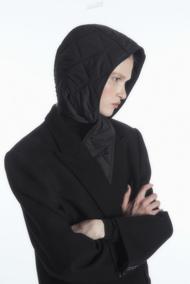 Black COS Quilted Tie-Front Hood | GO95-Z7GH