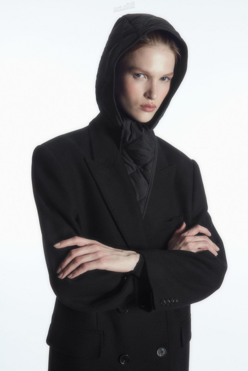 Black COS Quilted Tie-Front Hood | GO95-Z7GH