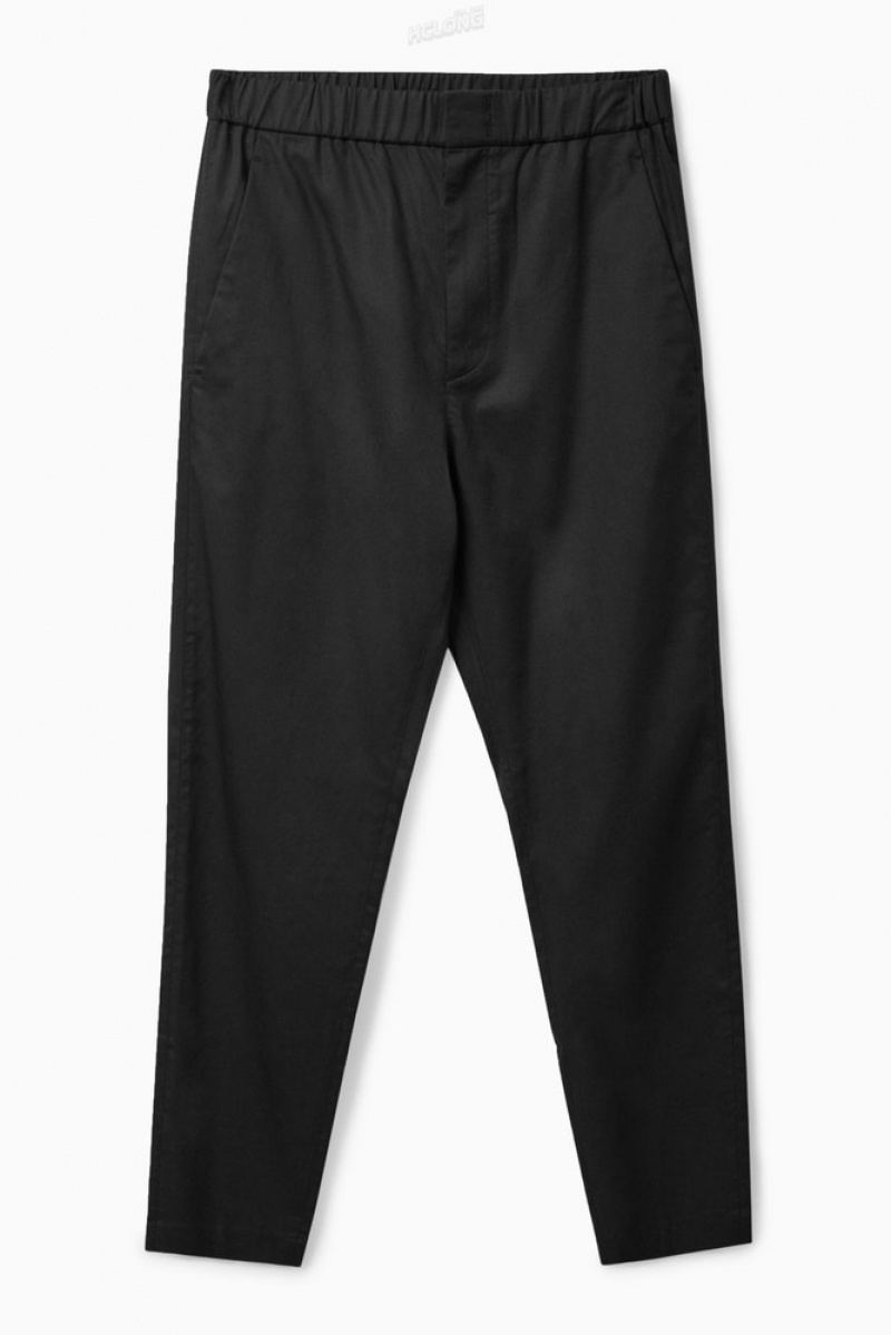 Black COS Regular-Fit Tapered Pants | YZ21-R4UO