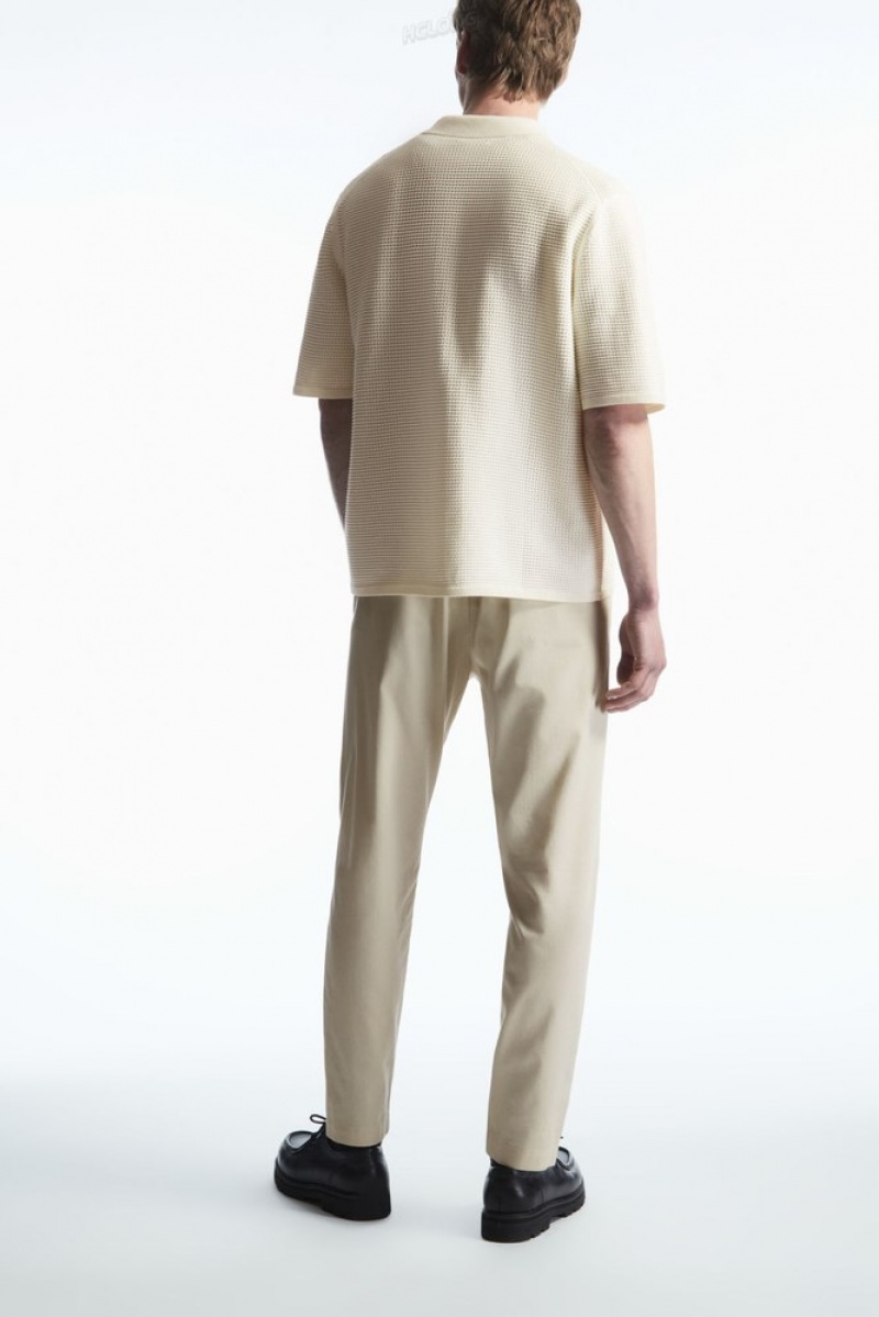 Black COS Regular-Fit Tapered Trousers | QQ37-O6JR