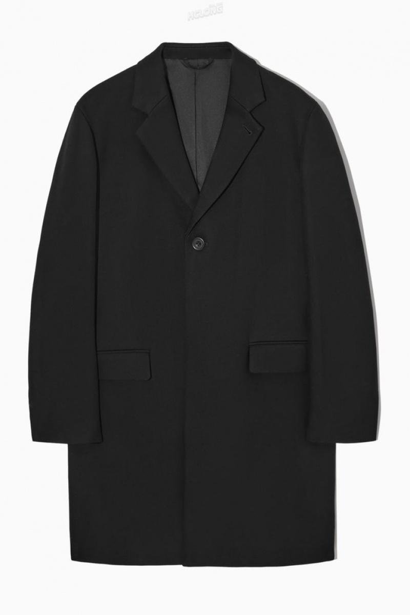 Black COS Regular-Fit Twill Coat | FR13-O8BW