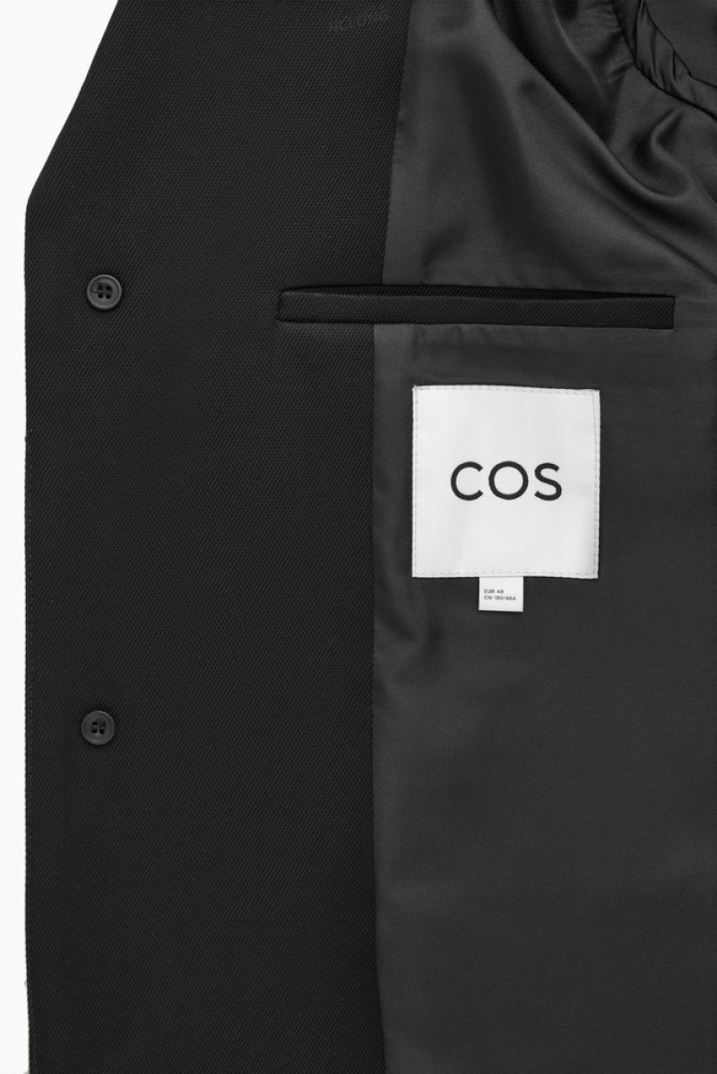 Black COS Regular-Fit Twill Coat | FR13-O8BW