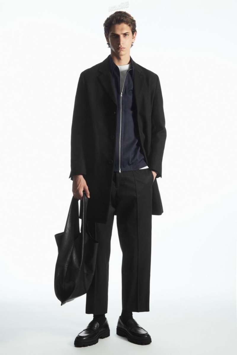 Black COS Regular-Fit Twill Coat | FR13-O8BW