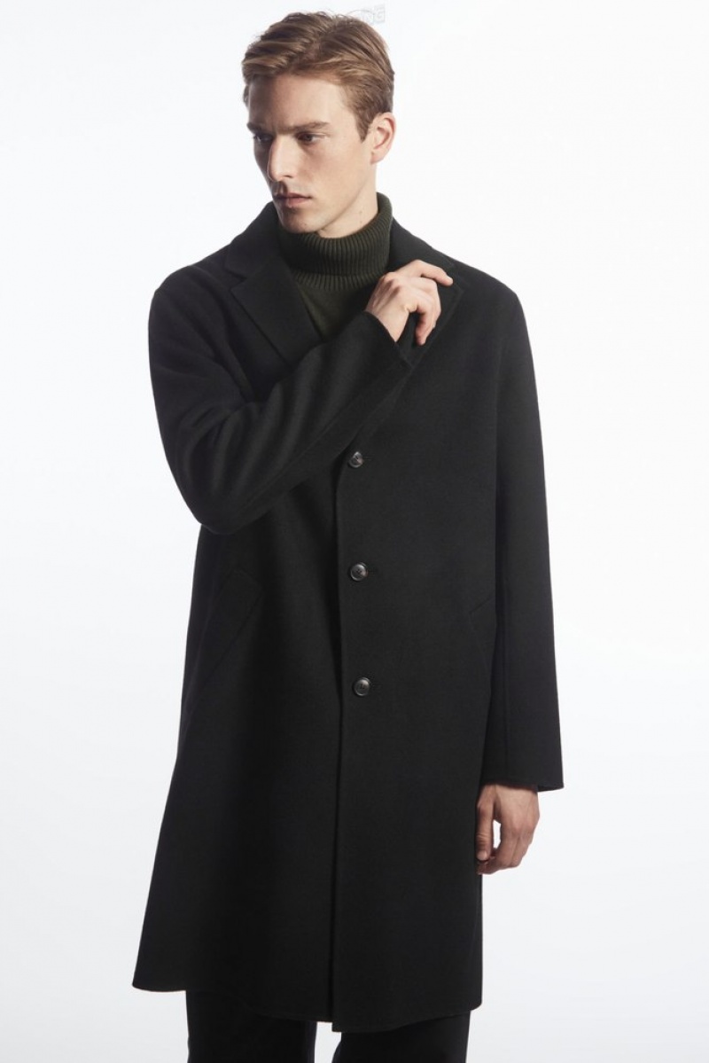 Black COS Relaxed-Fit Double-Faced Wool Coat | EI12-G6PA