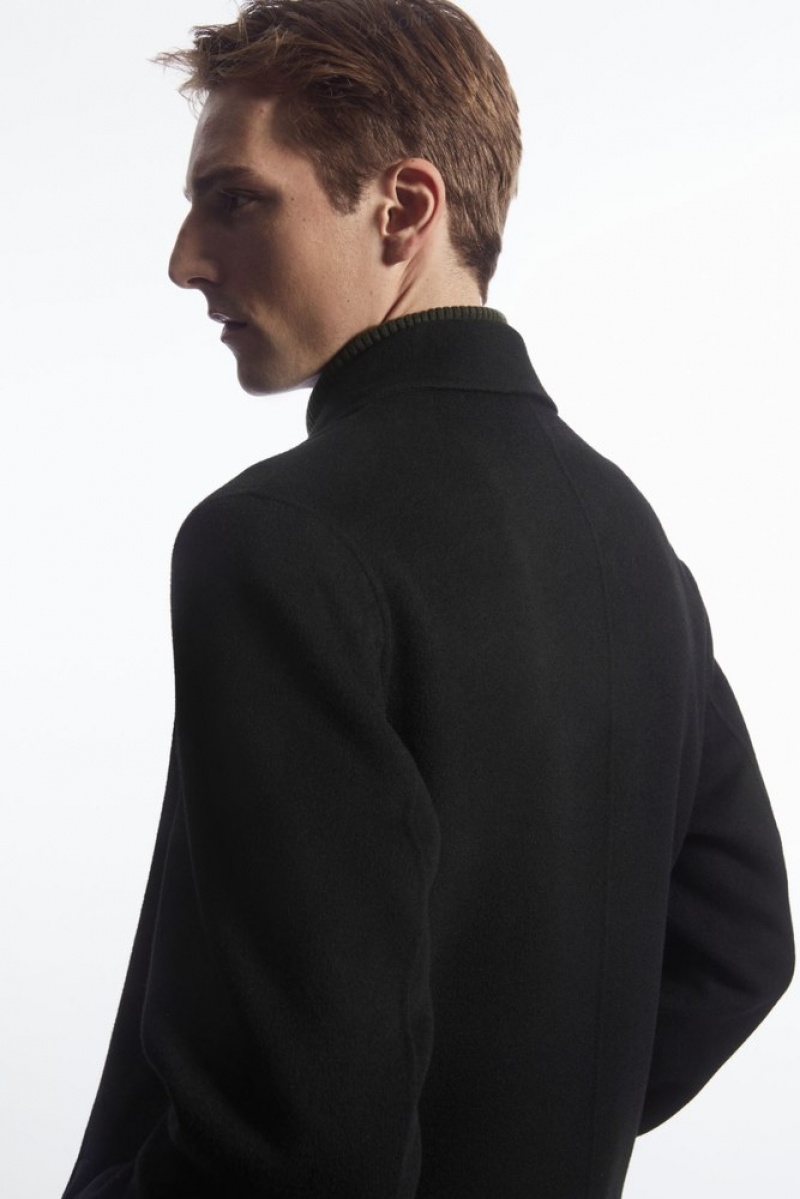 Black COS Relaxed-Fit Double-Faced Wool Coat | EI12-G6PA