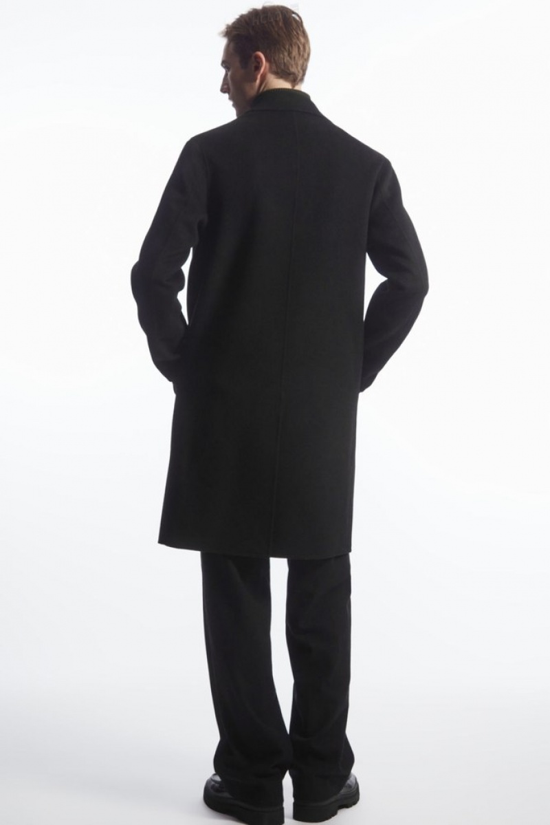 Black COS Relaxed-Fit Double-Faced Wool Coat | EI12-G6PA