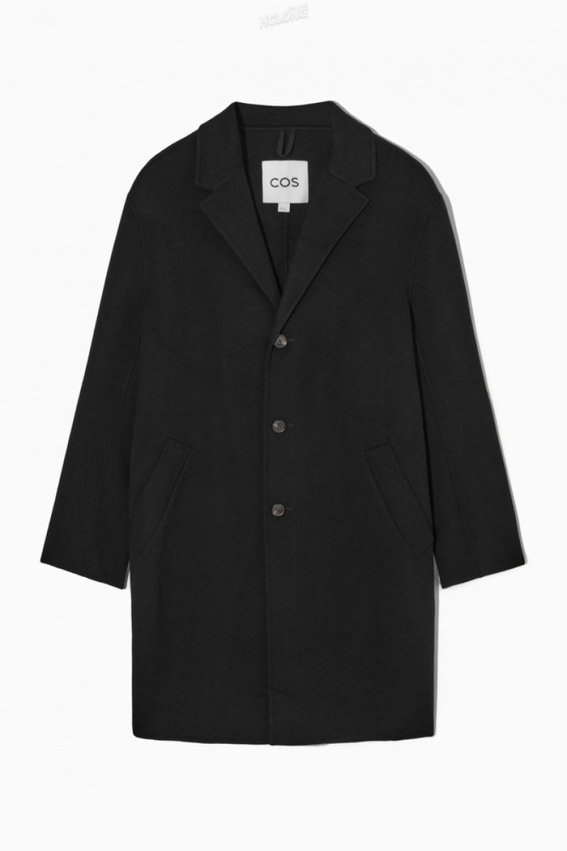 Black COS Relaxed-Fit Double-Faced Wool Coat | EI12-G6PA