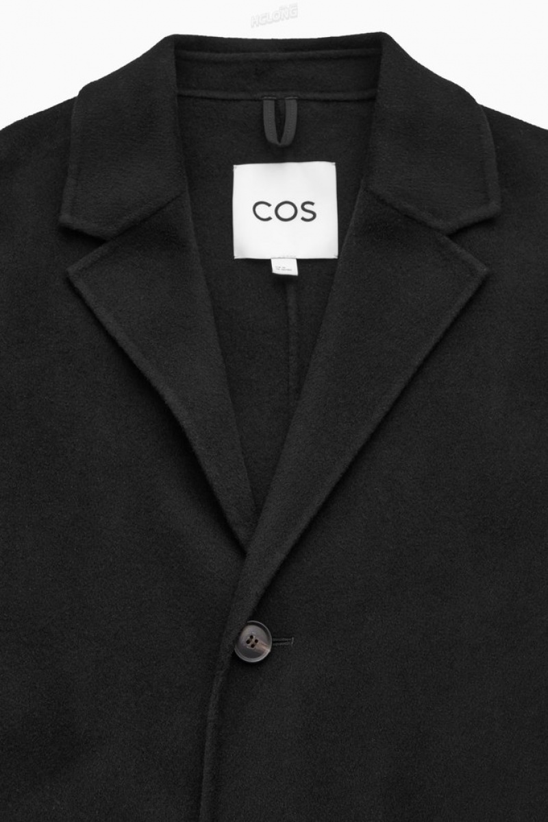 Black COS Relaxed-Fit Double-Faced Wool Coat | EI12-G6PA