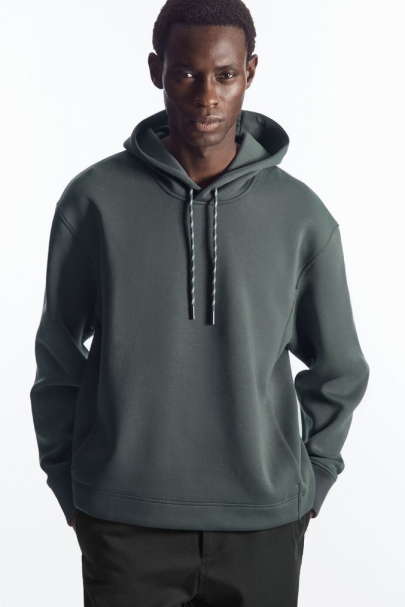 Black COS Relaxed-Fit Scuba Hoodie | YT52-G0GG