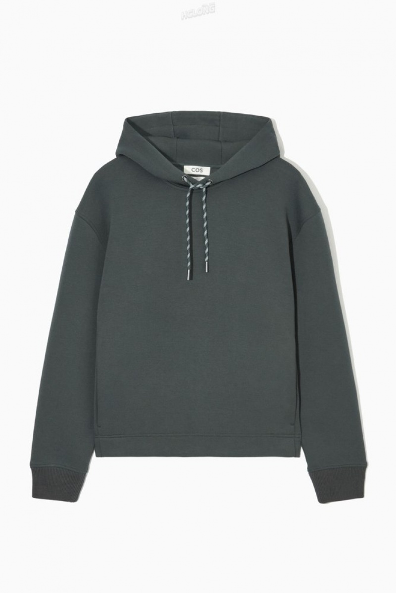 Black COS Relaxed-Fit Scuba Hoodie | YT52-G0GG