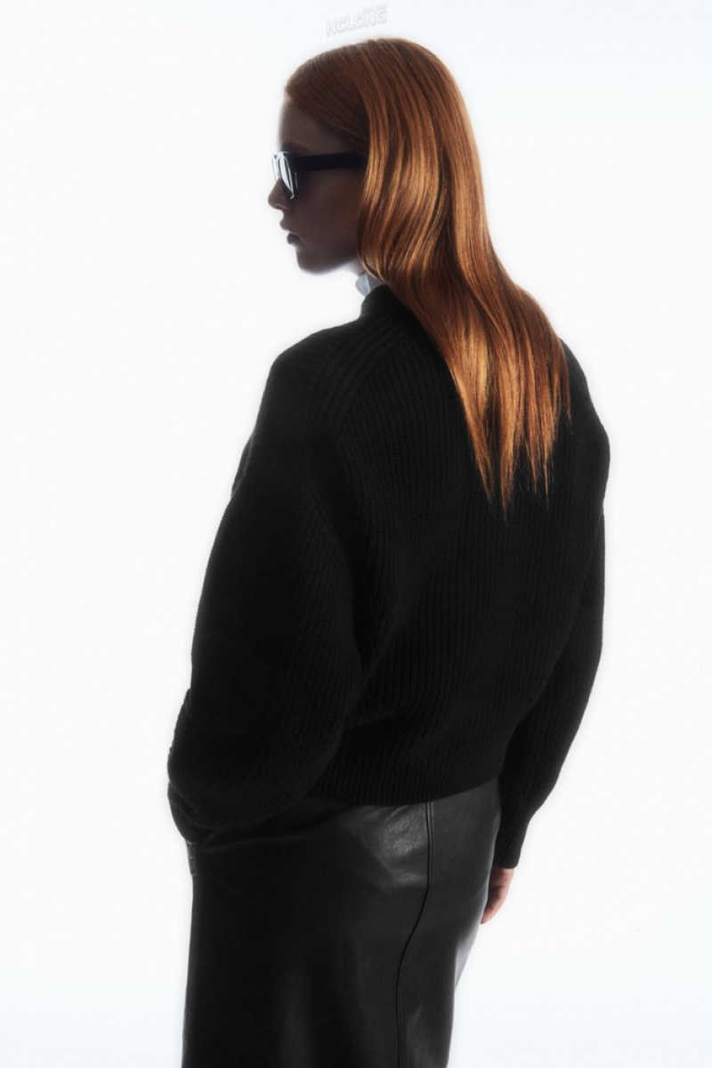 Black COS Ribbed Cashmere-Blend Jumper | XJ80-W9AT