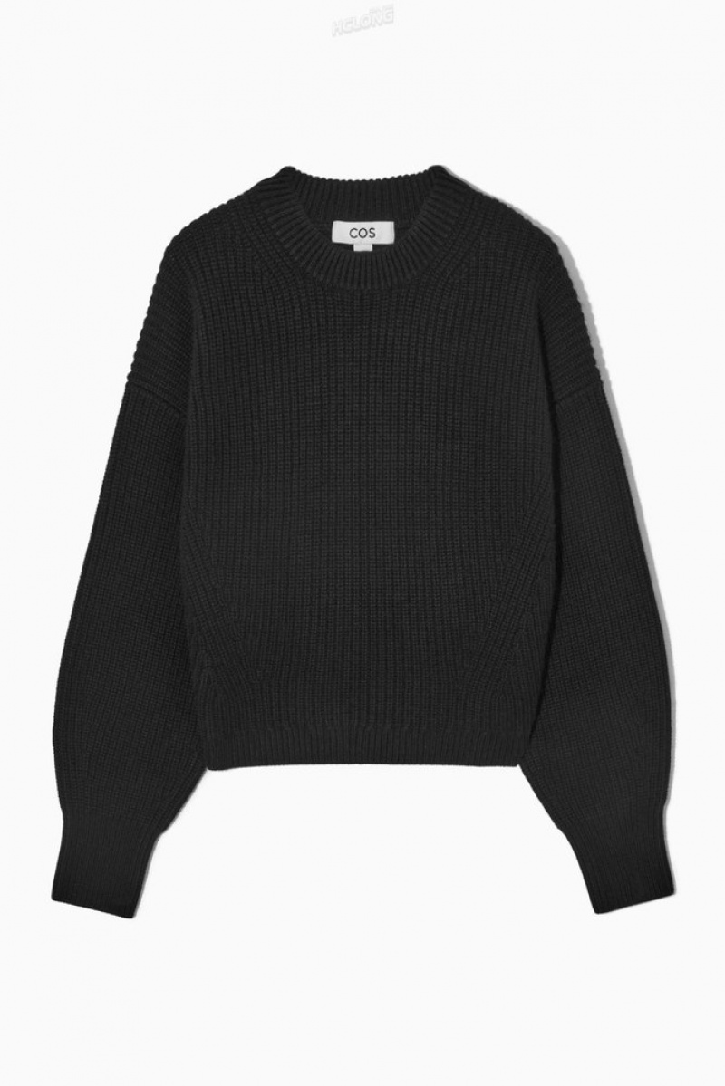 Black COS Ribbed Cashmere-Blend Jumper | XJ80-W9AT