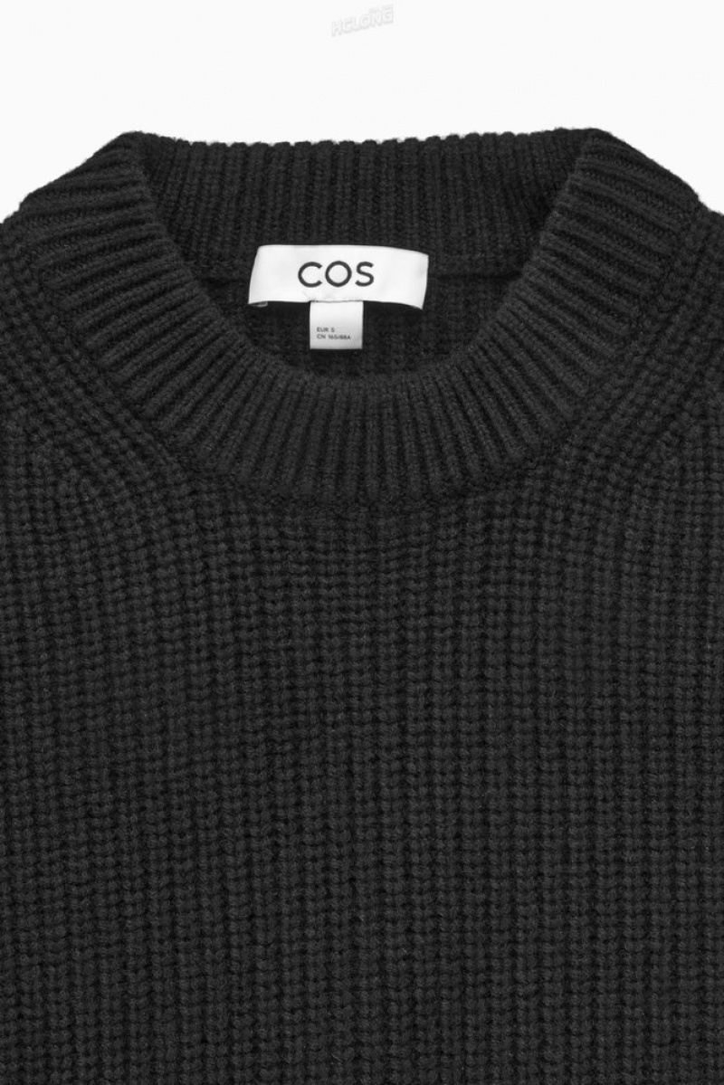 Black COS Ribbed Cashmere-Blend Jumper | XJ80-W9AT