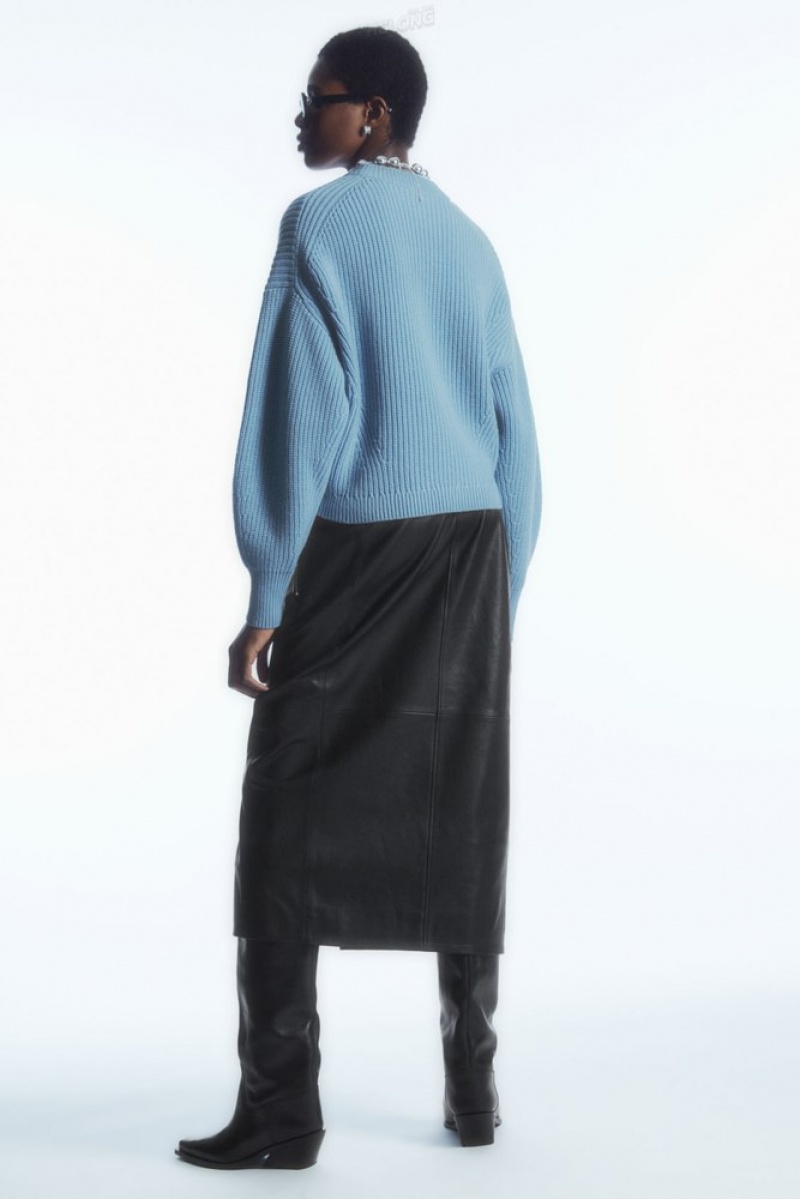 Black COS Ribbed Cashmere-Blend Sweater | XE54-T0JR