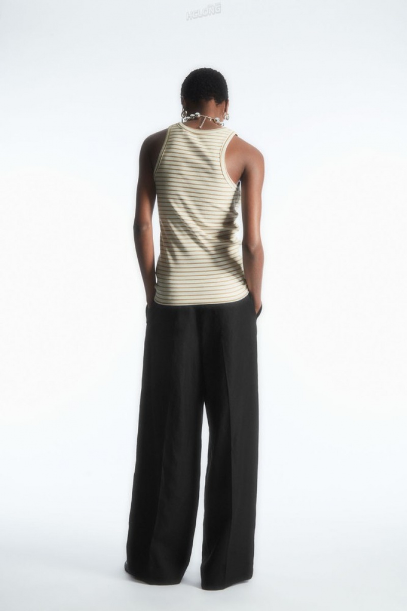 Black COS Ribbed Tank Top | AN12-P8YI