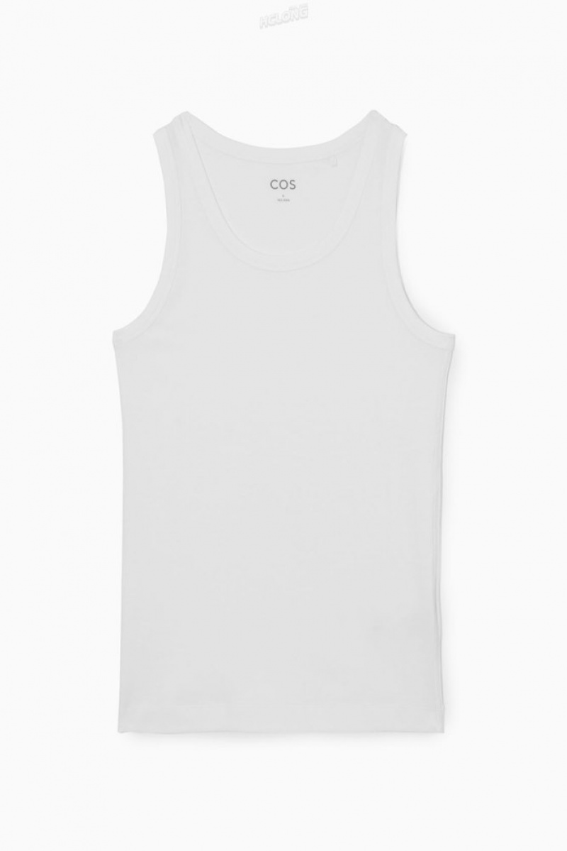 Black COS Ribbed Tank Top | PK93-P2YF