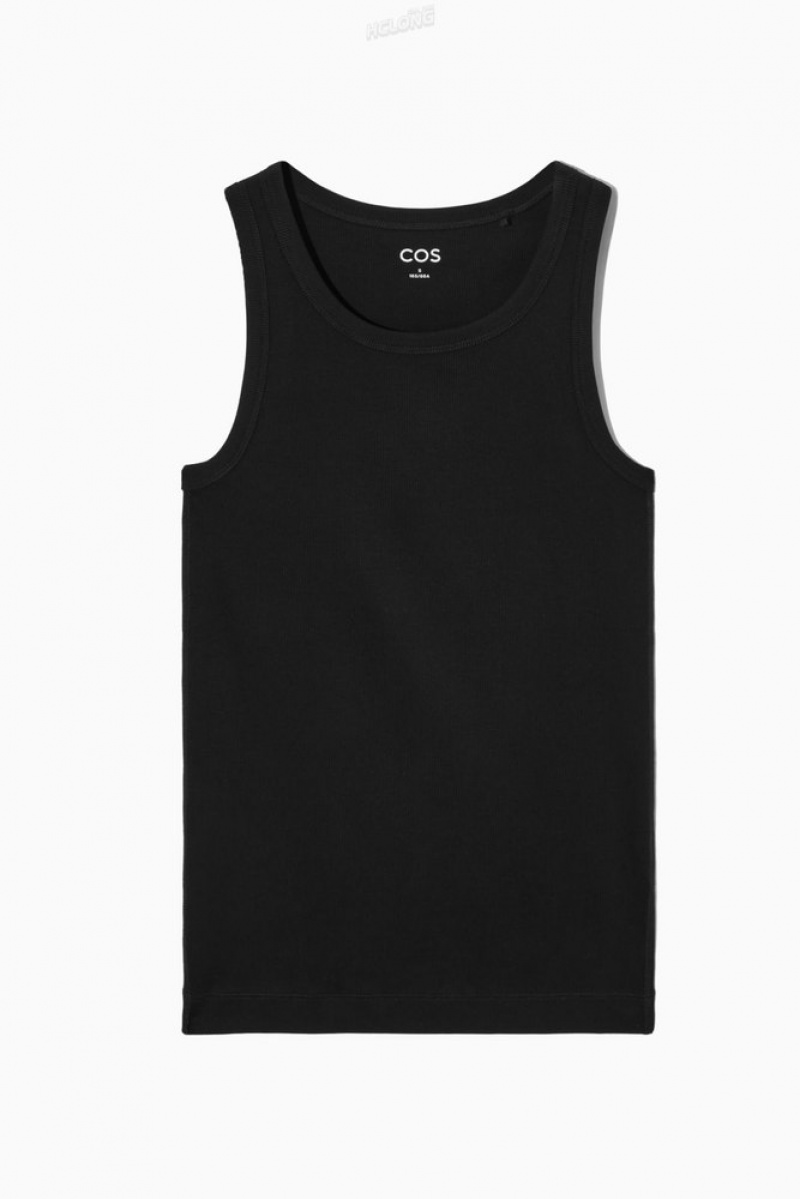 Black COS Ribbed Tank Top | TN73-G8VH