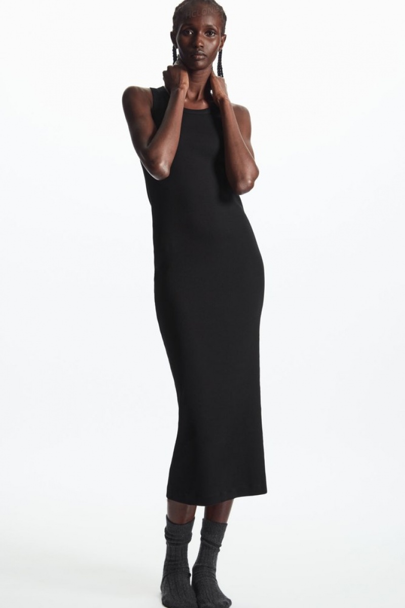 Black COS Ribbed Tube Dress | HQ70-L5OP