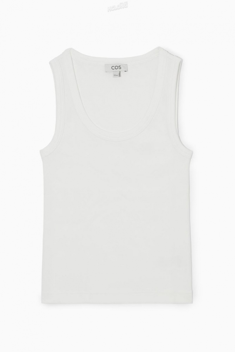 Black COS Scoop-Neck Ribbed Tank Top | WV39-E6GZ