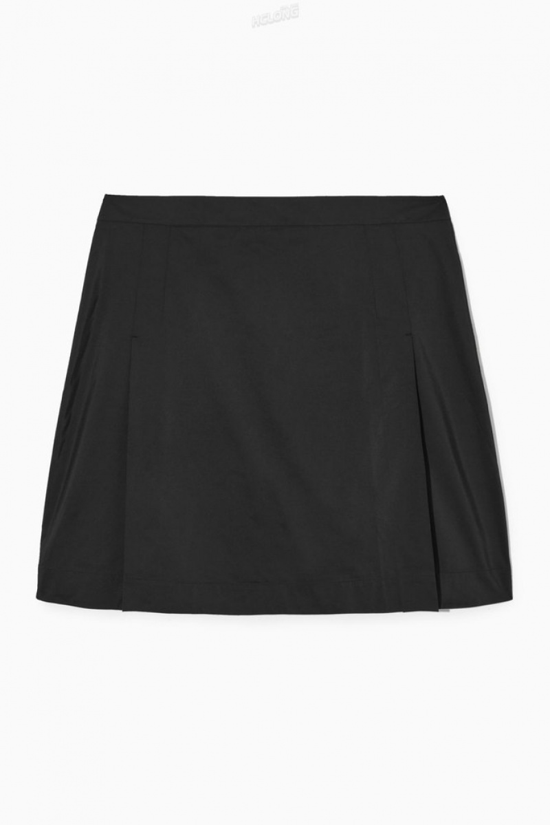 Black COS Shell-Panel A-Line Mini Skirt | VW63-B4JF