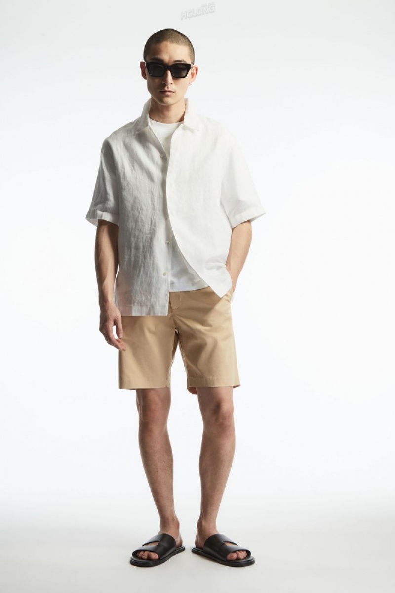 Black COS Short-Sleeved Linen Shirt | RP17-Z2RV