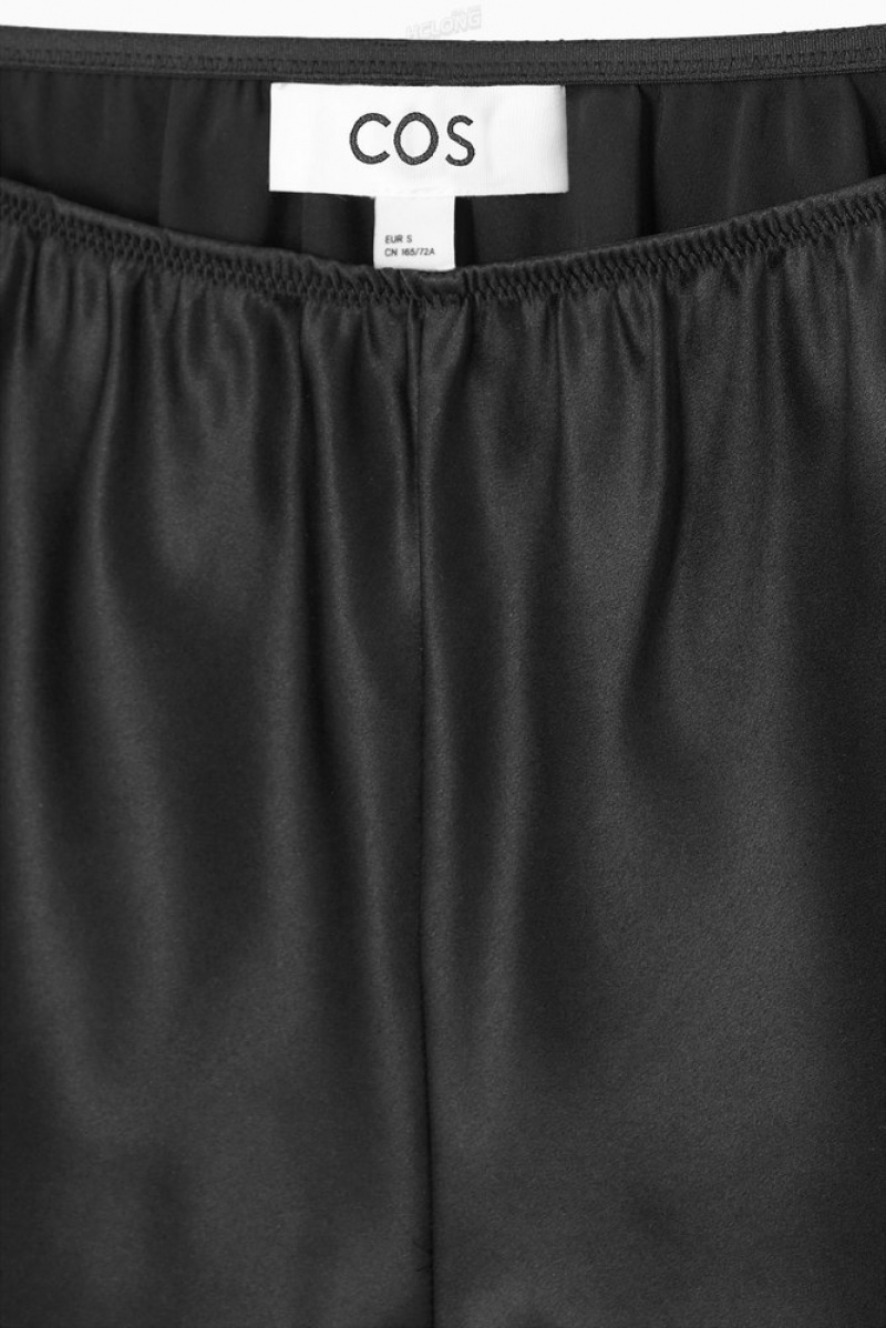 Black COS Silk-Satin Shorts | DL90-O4ER