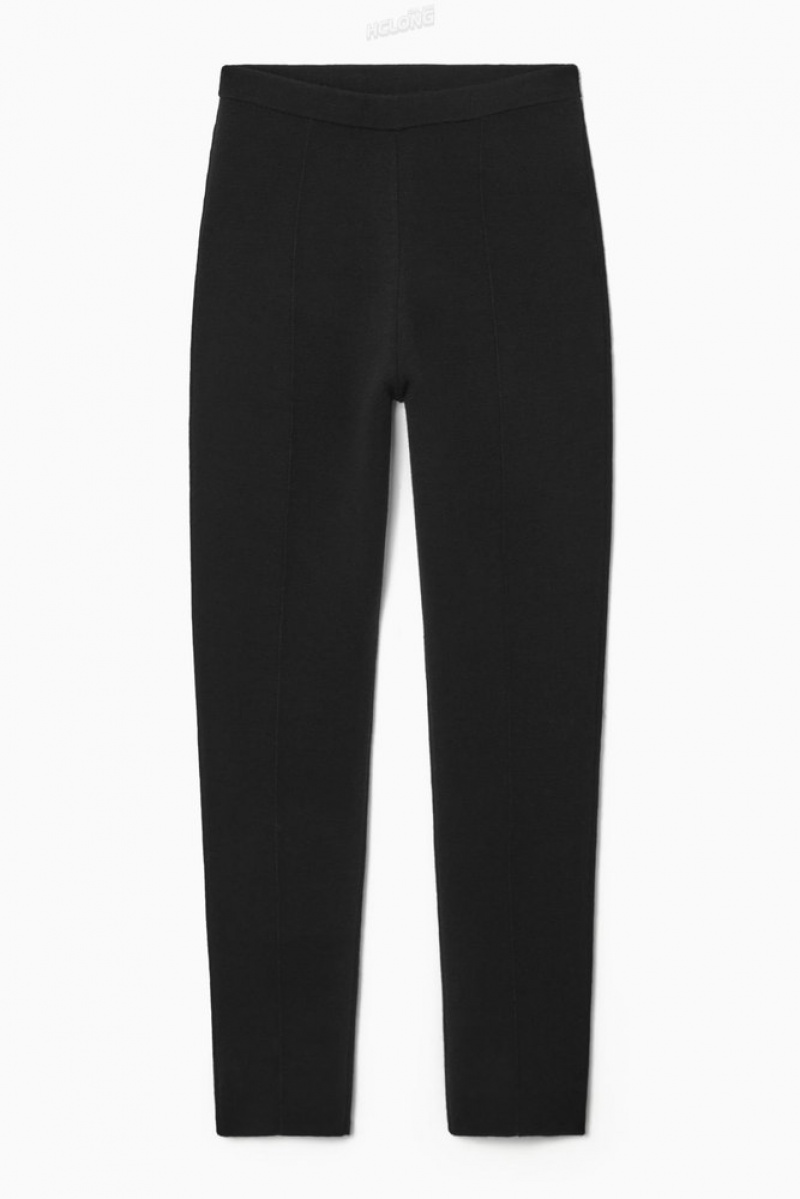 Black COS Slim-Fit Knitted Pants | BK97-T0QK