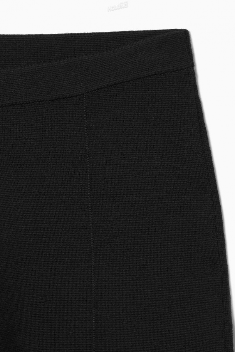 Black COS Slim-Fit Knitted Pants | BK97-T0QK