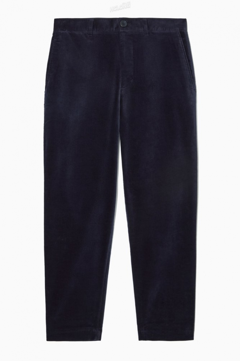 Black COS Straight-Leg Cotton-Moleskin Trousers | HG16-E7OT