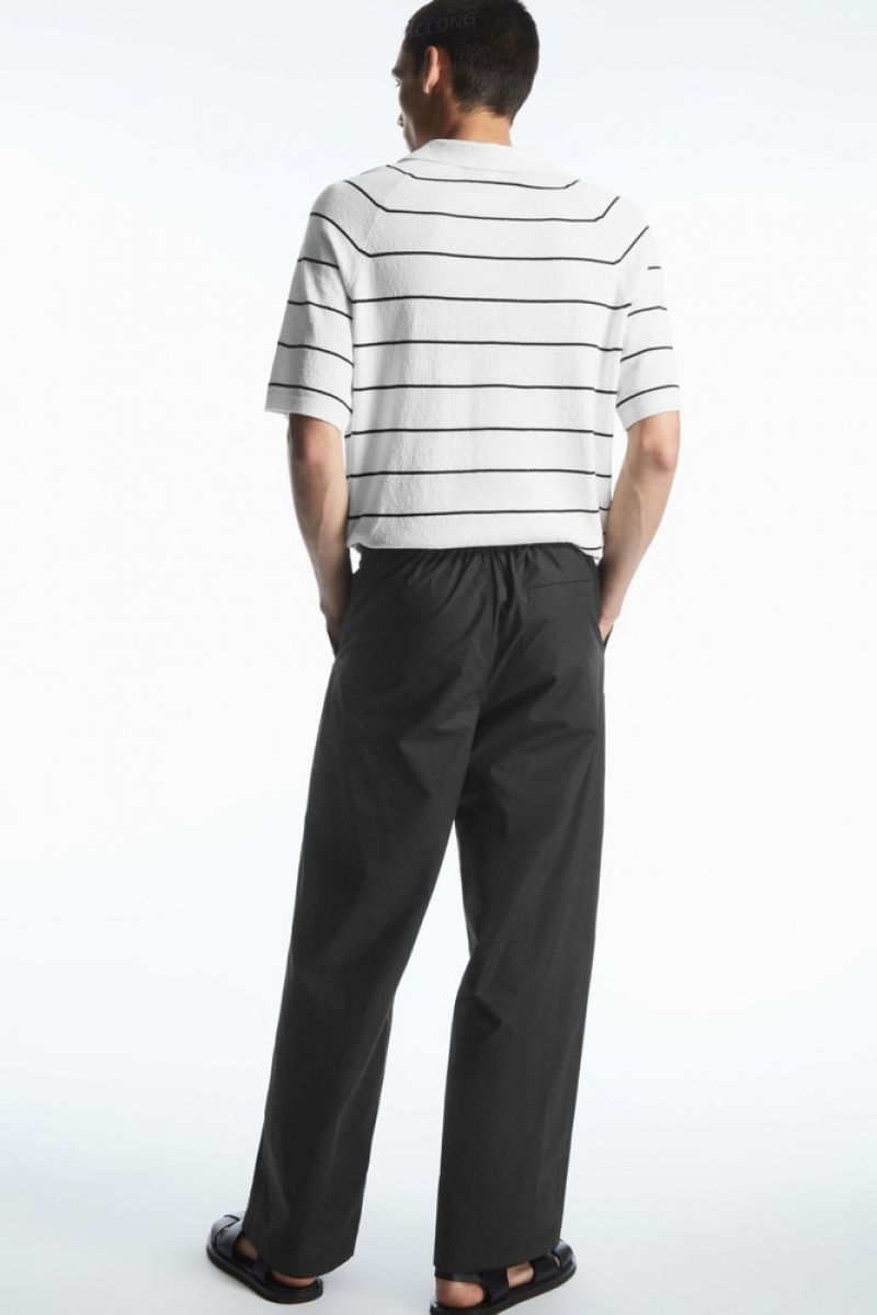 Black COS Straight-Leg Poplin Trousers | GC85-L9RU