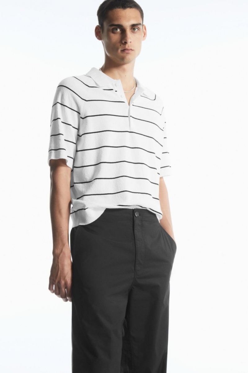 Black COS Straight-Leg Poplin Trousers | GC85-L9RU