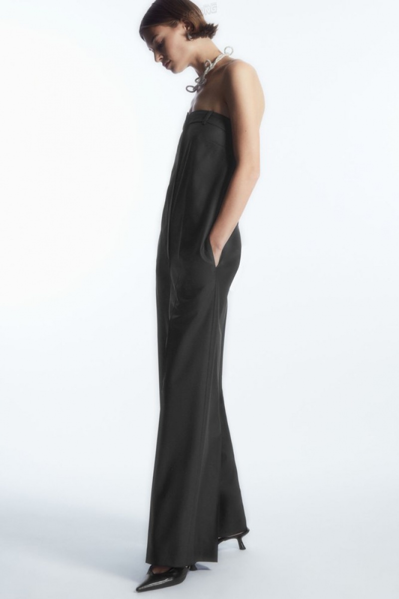 Black COS Strapless Wool Tailored Jumpsuit | JL41-Q1NX