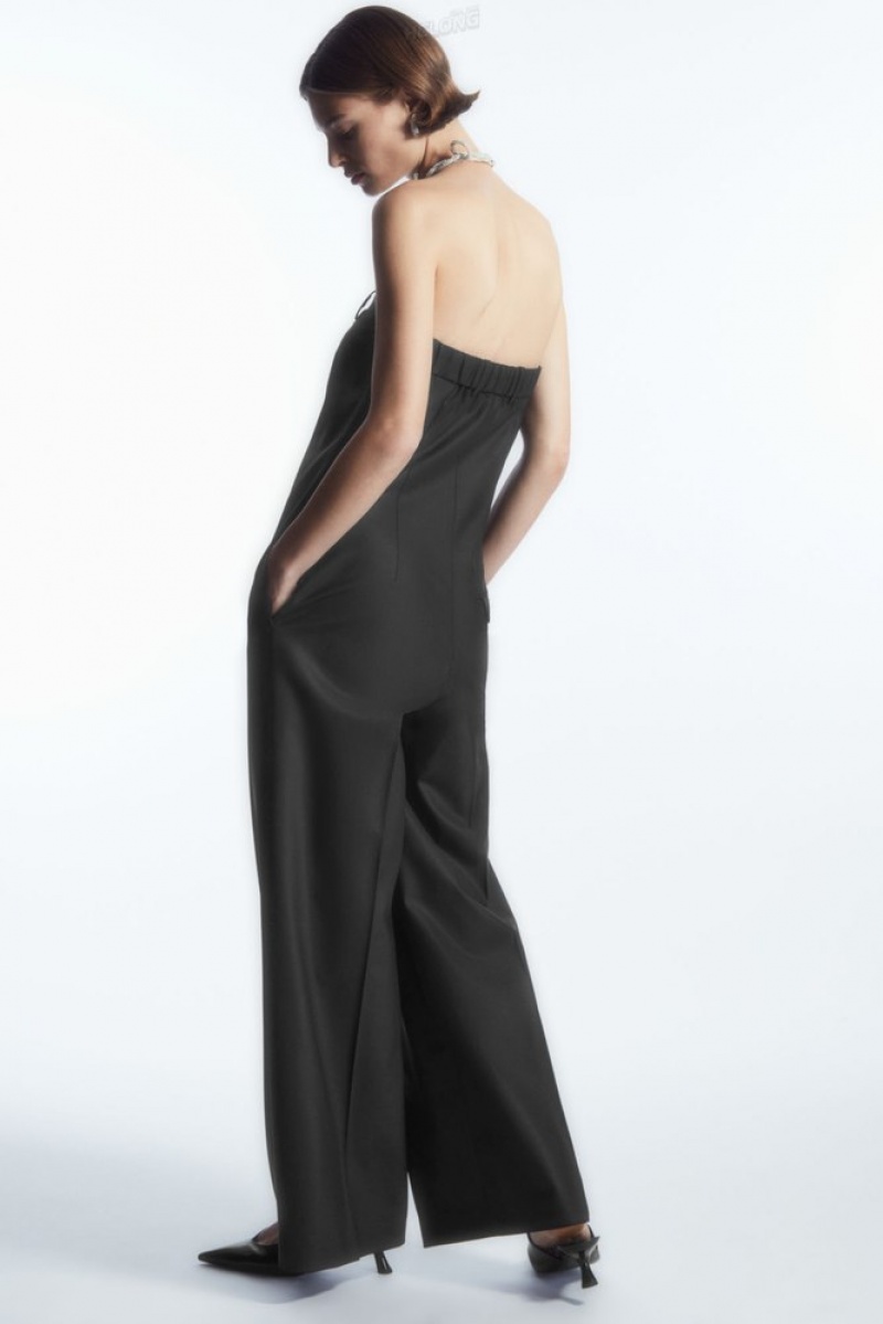 Black COS Strapless Wool Tailored Jumpsuit | JL41-Q1NX