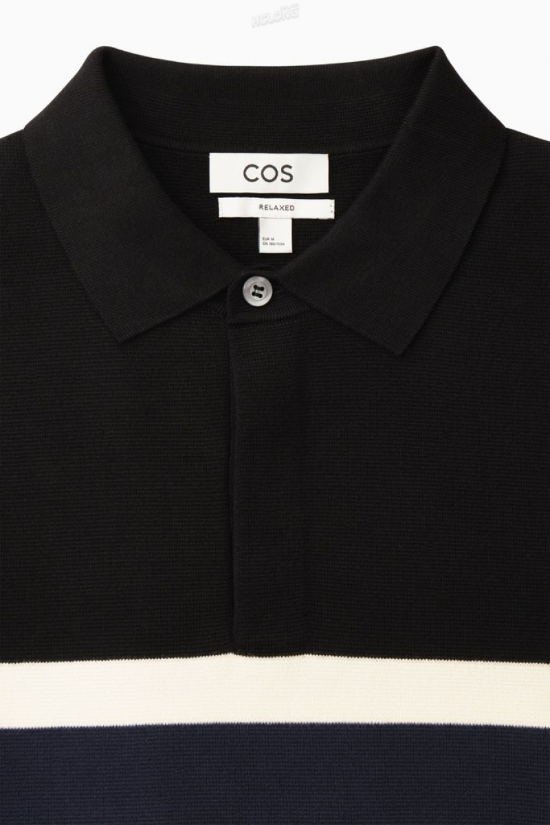 Black COS Striped Polo Shirt | WM07-S3RC