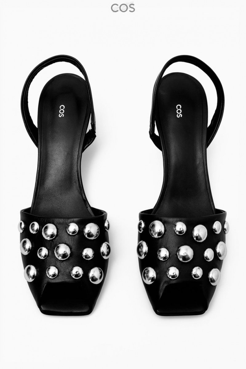 Black COS Studded Slingback Leather Sandals | DB41-B4VV