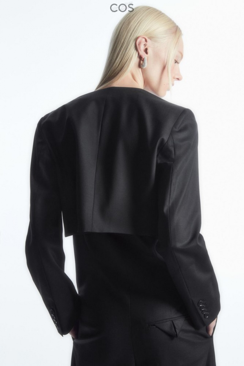 Black COS Tailored Cropped Bolero Jacket | XI82-C0GZ