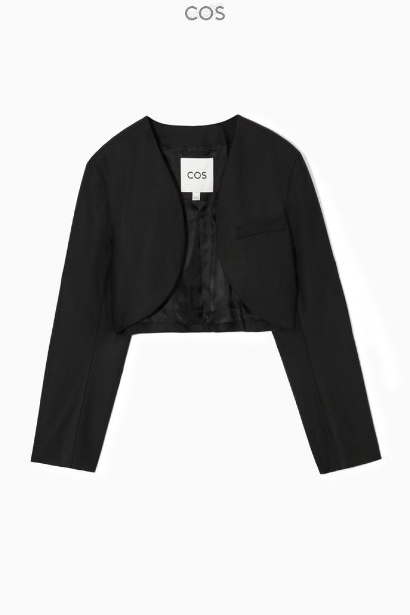 Black COS Tailored Cropped Bolero Jacket | XI82-C0GZ