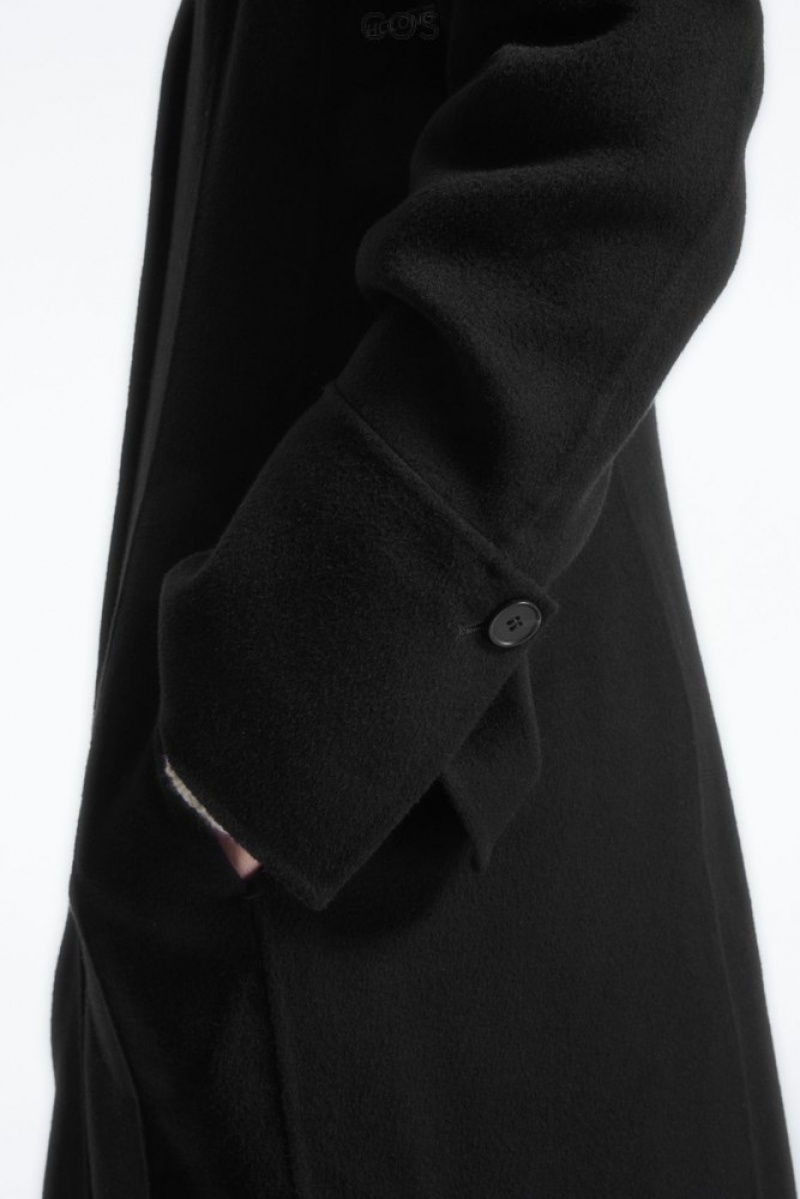 Black COS Tailored Double-Faced Wool Coat | FM09-K5HN