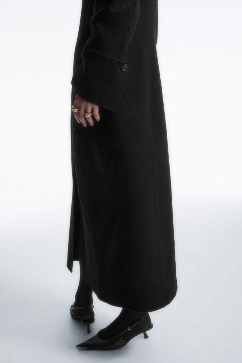 Black COS Tailored Double-Faced Wool Coat | FM09-K5HN